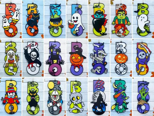 Halloween Door Sign (Multiple Options); Boo Bee Sign; Ghost Bee Sign; Halloween Boo Bees; Halloween Bee Decoration; Boo Sign; Bumblebee Sign