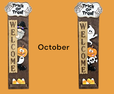 Porch Welcome Sign With Interchangeable Monthly Themes