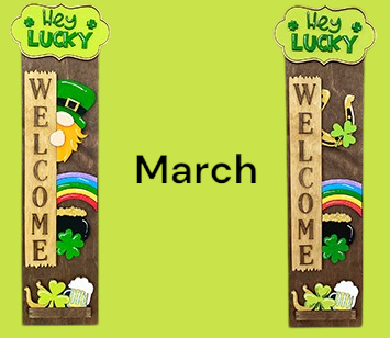 Porch Welcome Sign With Interchangeable Monthly Themes