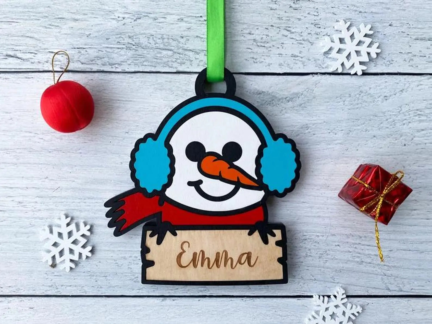 Personalized Cute Christmas Themed Character Ornaments (Multiple Characters), Kids Personalized Christmas Ornament, Christmas Ornament, Unique Ornament