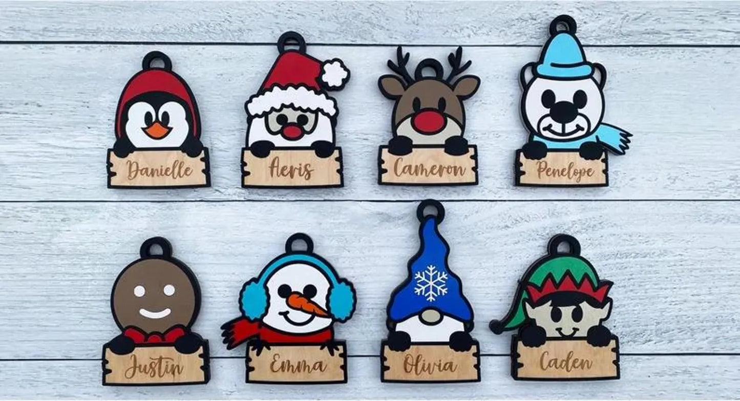 Personalized Cute Christmas Themed Character Ornaments (Multiple Characters), Kids Personalized Christmas Ornament, Christmas Ornament, Unique Ornament
