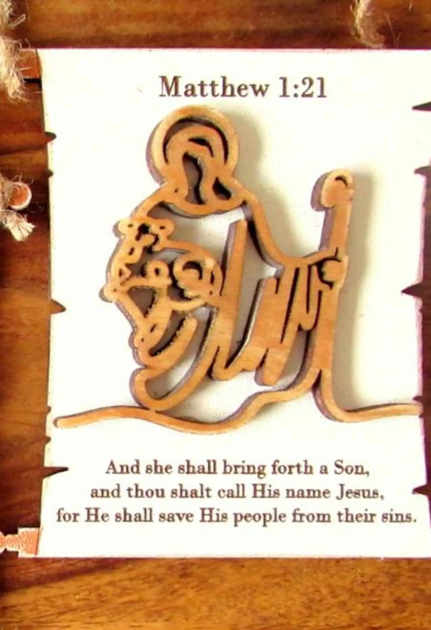 Nativity Scripture Scroll Ornament Set, Bible Verse Christmas Decor, Wood Nativity Scene Ornaments, Christian Holiday Gift, Set of 8