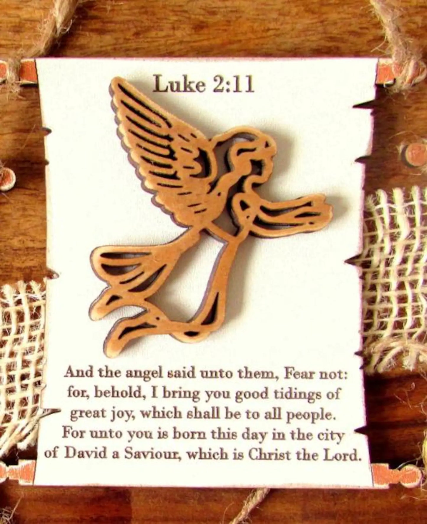 Nativity Scripture Scroll Ornament Set, Bible Verse Christmas Decor, Wood Nativity Scene Ornaments, Christian Holiday Gift, Set of 8