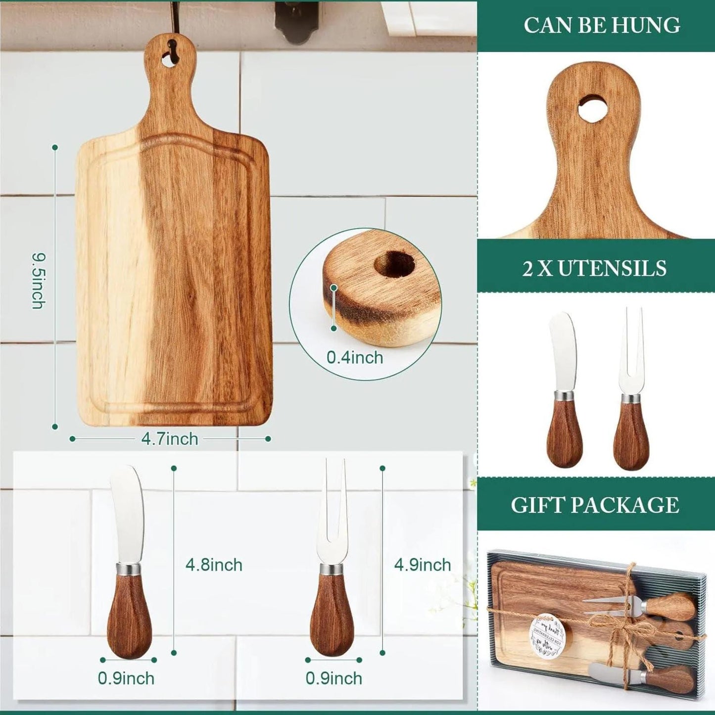 Mini Charcuterie Board – Personalized Wedding Favor with Cheese Knife and Fork Set