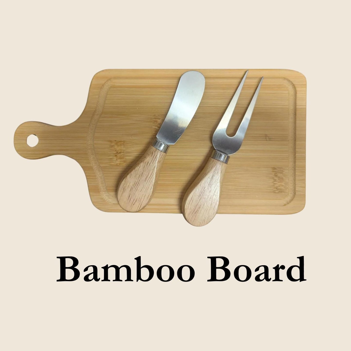 Mini Charcuterie Board – Personalized Wedding Favor with Cheese Knife and Fork Set