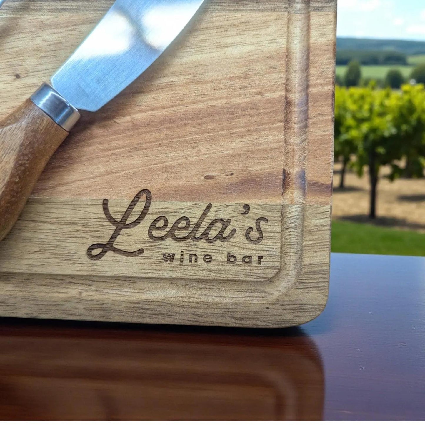 Mini Charcuterie Board – Personalized Wedding Favor with Cheese Knife and Fork Set