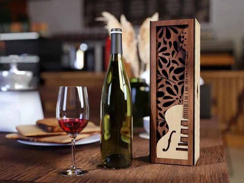 Baltic Birch Wine Box Custom Engraved Bottle Holder Handcrafted Wooden Gift Box Personalized Anniversary Present Perfect Wedding Celebration Keepsake Rustic Elegant Design Quality Hardwood Construction Wine Lover Gift Storage Solution