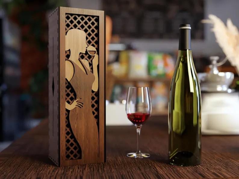 Wine or Champagne Bottle Gift Box – Custom Engraved Personalized Wedding Anniversary Gift