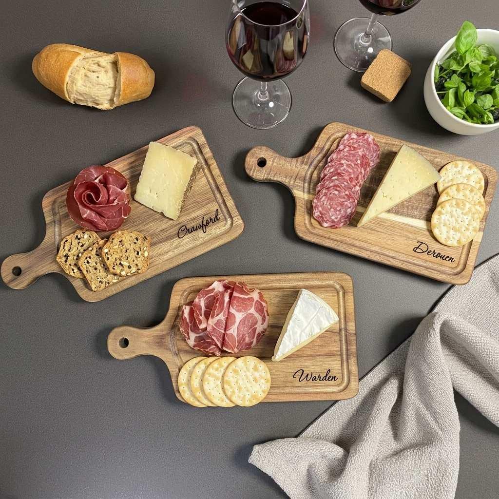 Mini Charcuterie Board – Personalized Wedding Favor with Cheese Knife and Fork Set