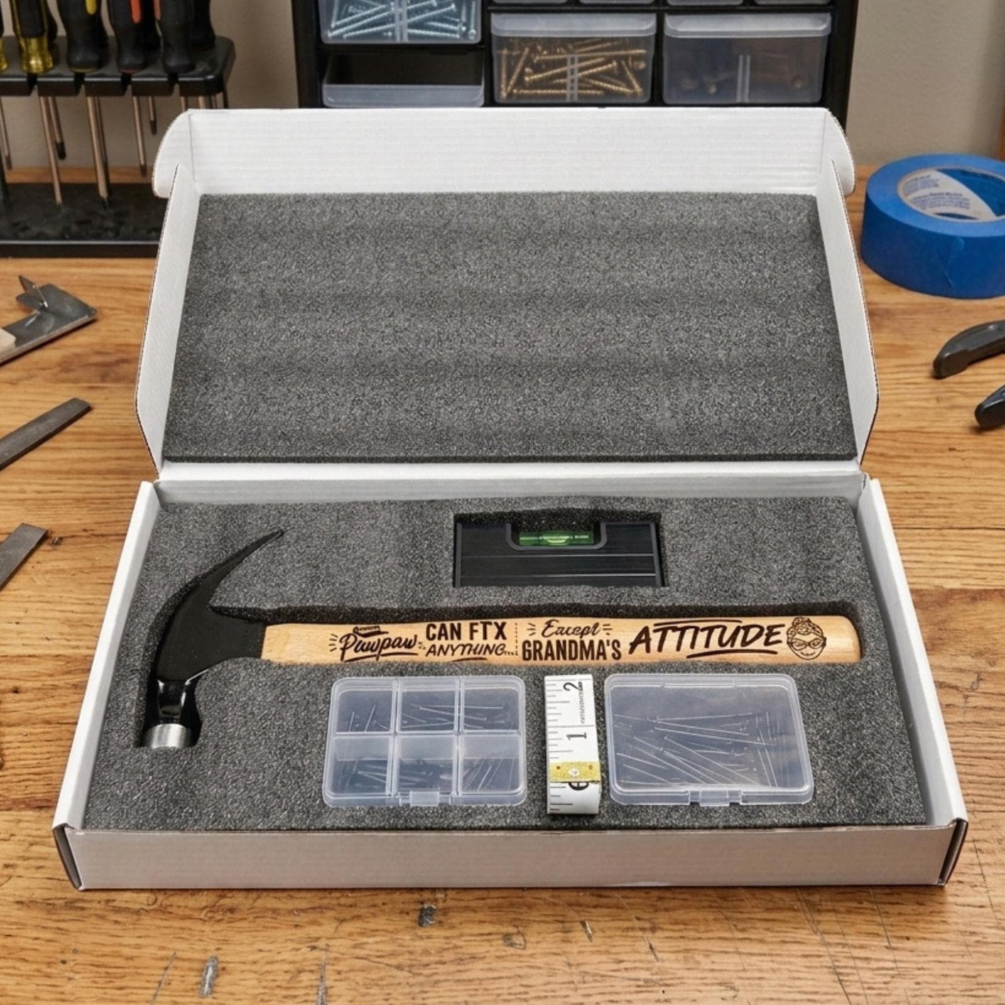 Personalized Hammer Gift Set – Engraved Tool for Dad Grandpa Groomsmen and Handymen