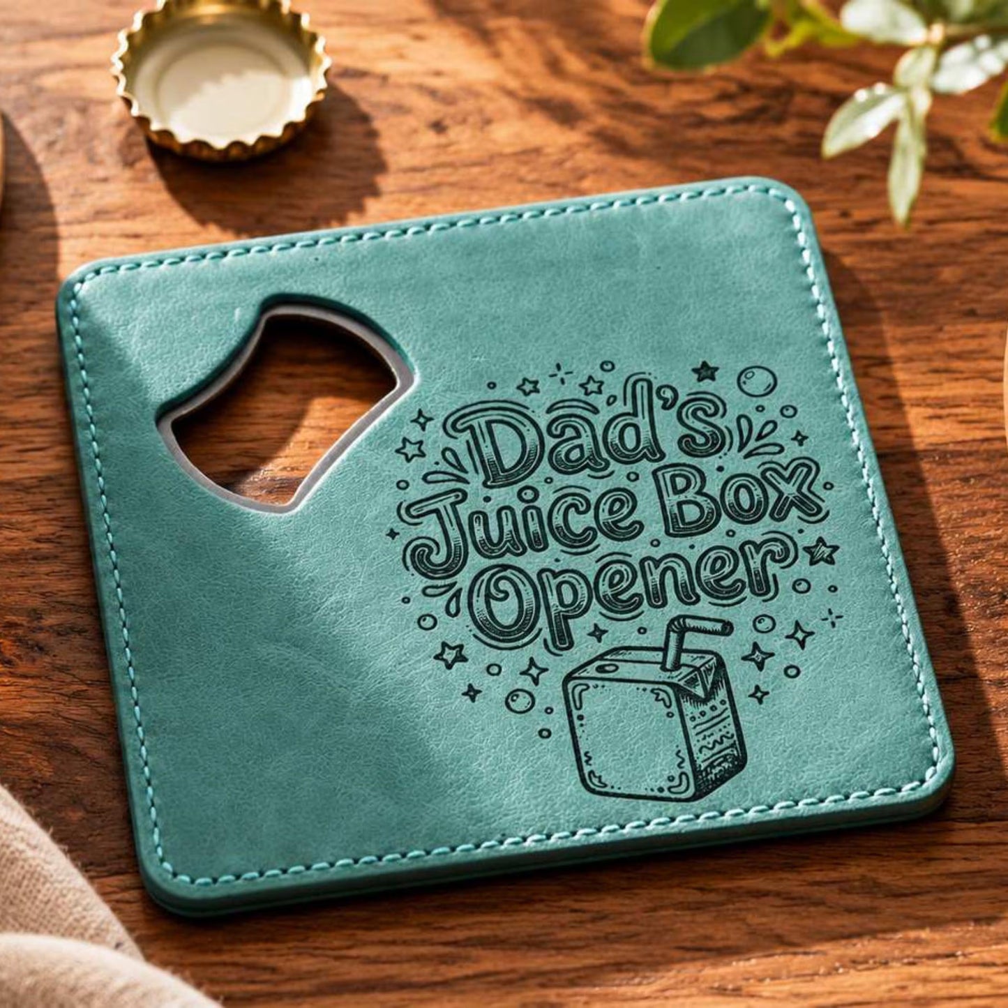 Personalized Magnetic Bottle Opener and Coaster for Dad