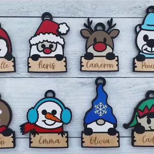 Personalized Cute Christmas Themed Character Ornaments (Multiple Characters), Kids Personalized Christmas Ornament, Christmas Ornament, Unique Ornament